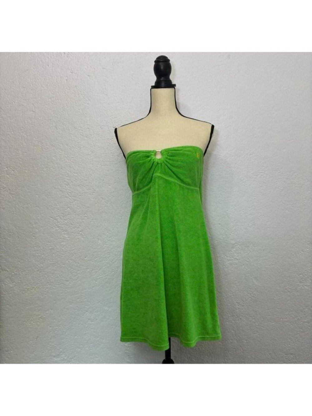 Y2K vintage Ralph Lauren green Terry Cloth Tube Top Dress